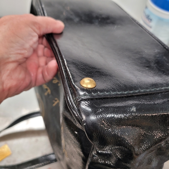 Yves Saint Laurent YSL Tote Bag Y-Mail Patent Leather Black also RARE keyring - Picture 10 of 16